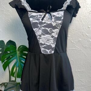 Black and white lace babydoll maid dress